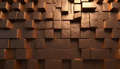 Fotobehang ed uneven geomatric pattern bronze slab © Lied