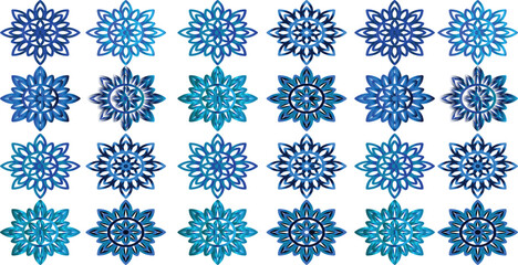 Blue Colorful flower-designed pack Vector. Easy to use. Neon flower design for Ramadan Kareem, Eid Al-Fitr, and Eid Al-Adha. Vector 10 EPS illustration.