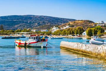 Fishing boat in Pollonia port, Milos island, Cyclades, Greece