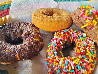 View of Assorted Gourmet Donuts with Colorful Sprinkles