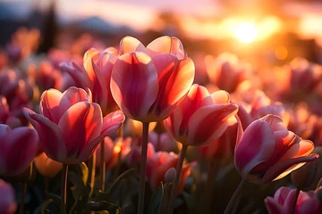 Zelfklevend Fotobehang Tulip field close up © Impact AI