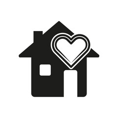 Home Heart Icon, Symbol of Love and Family Comfort. Vector illustration. EPS 10.