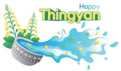 Myanmar New Year Festival, Water Festival flowers Vector Illustration