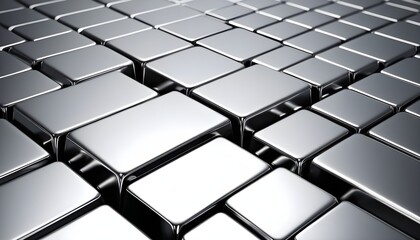 3D cubes and squares geometric pattern chrome slab and plates floor