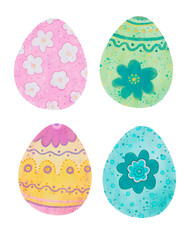 Set with pastel watercolor easter eggs isolated on white background