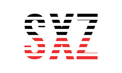 SXZ three initial letter iconic line negative space minimal logo design vector template. monogram, abstract, wordmark, business, typography, minimalist, brand, company, flat, modern, unique, simple