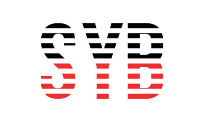 SYB three initial letter iconic line negative space minimal logo design vector template. monogram, abstract, wordmark, business, typography, minimalist, brand, company, flat, modern, unique, simple