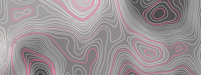 Abstract wave curved lines topographic contours map background. Abstract geographic wavy and curve grid lines map background.