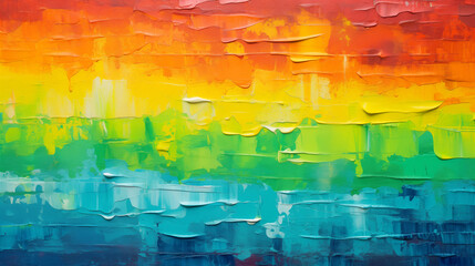 Vibrant Oil Painting Palette Knife Abstract Rainbow Art. Bright vivid colors