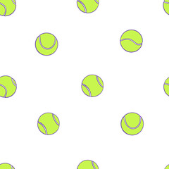 Tennis ball. sport  seamless pattern, vector illustration, hand drawn