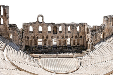 Odeon of Herodes Atticus on Acropolis hill in Athens, Greece isolated on white, transparent, PNG © Rawf8