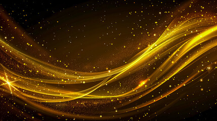 Fototapeta premium a gold wave with sparkles on a black background