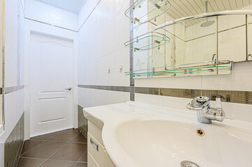 interior apartment room bathroom, sink, decorative elements, toilet. WC, sanitary unit, wash room