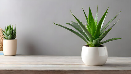  beautiful potted aloe vera plant on the garden space for text. aloe vera plant in a pot