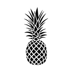 Obraz premium Black and white illustration of a pineapple with detailed geometric patterns on a plain white background.