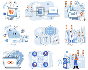 Smart industry vector illustration. Cloud computing, silent maestro, orchestrates harmonious chords smart industry In tapestry internet things, smart industry threads needle technological evolution