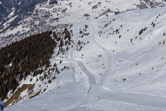 Ski slopes in Verbier ski resort