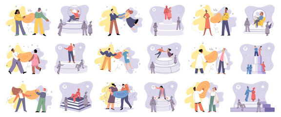 Social relationship vector illustration. Assisting others fosters sense community and empathy Unity and cooperation are essential for overcoming challenges together Teamwork and collaboration drive
