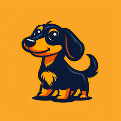 Cute sausage dog colorful illustration. 