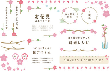 桜をモチーフにしたかわいいフレームセット