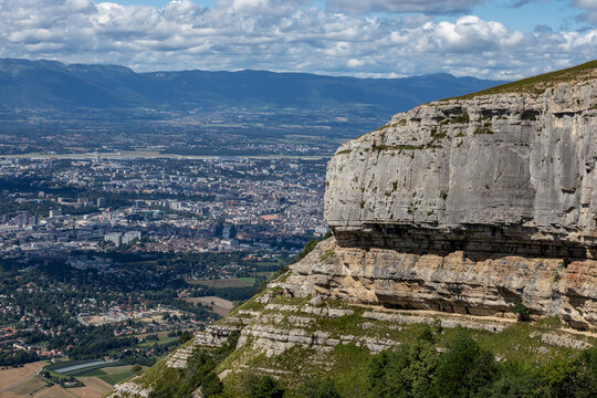 Part of Saleve mountain with Geneva city in the background