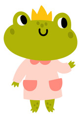Frog princess character. Cute child fairytale animal