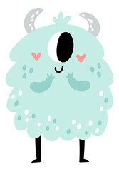Fluffy fairytale creature. Cute soft fantasy character