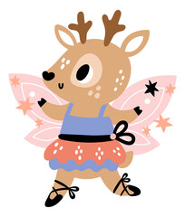 Baby deer fairy ballerina. Magic dancing animal