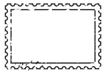 Postal mark frame. Black line postmark template
