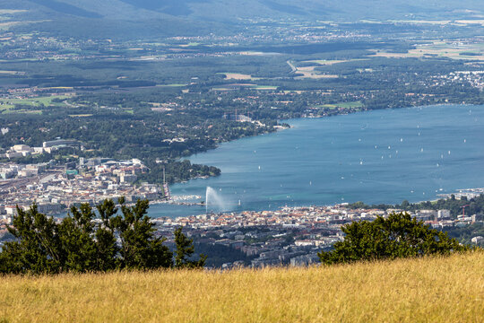 Landscape of Geneva City from Saleve mountain 