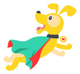Superhero dog character. Funny puppy in hero cape