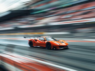 Race car with blurred background.