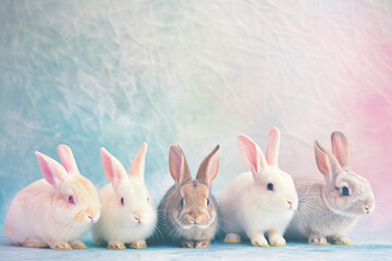 Obraz premium easter card, easter bunny with eggs, easter eggs and flowers, easter eggs in a basket, easter eggs and flowers on a white background, easter wall paper and background for social media 