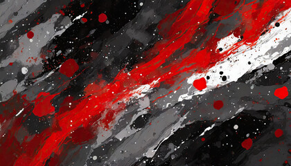 red and white black paint on a black surface in an abstract painting, splash, modern art,acrylic...
