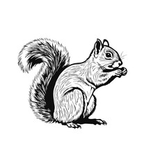 Squirrel silhouette vector drawing animal illustration