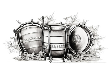 Indian wedding of festival dhol dholak, Isolated on transparent PNG background, Generative ai