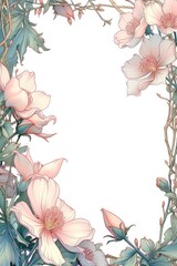 Obraz premium Generative AI, Colorful floral frame in the style of art nouveau style, beautiful flowers, 1900s vintage