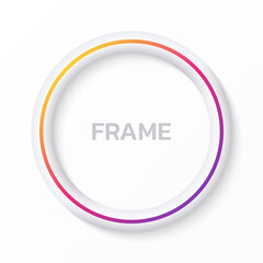 Circle frame, round border set. 3d circles with gradient, neon colors. Vector illustration.