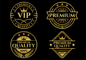 Premium Quality stamp, badge or logo set. Best quality badge or seal with crown and stars. Vector illustration.