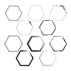 Collection of painted hexagon. Vector illustration. EPS 10.
