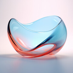Transparent curve glass 3D rendering.