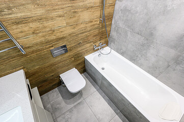 interior apartment room bathroom, sink, decorative elements, toilet. WC, sanitary unit, wash room