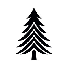 Obraz premium Christmas tree icon, black silhouette. Vector illustration