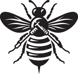 silhouette honey bee icon vector