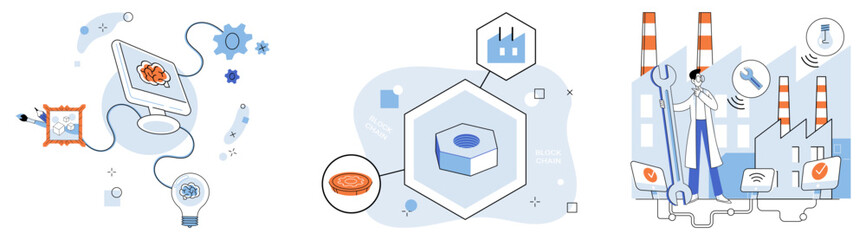 Smart industry vector illustration. In digital ballet innovation, smart industry pirouettes with elegance technology The industrial symphony echoes through network, crescendo smart industry concepts © Dmytro