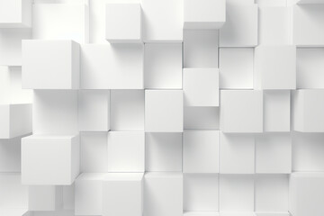 Abstract blue background with white cubes. 3d render. Square composition.