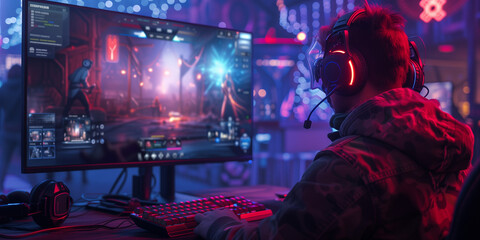 setup gamer pc man neon