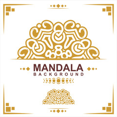 Gold frame on a white background, mandala luxury frame design.
