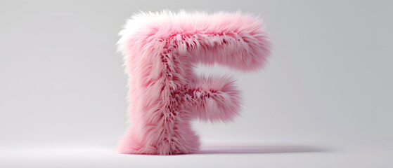 letter F made from a faux pink fur ball - obrazy, fototapety, plakaty