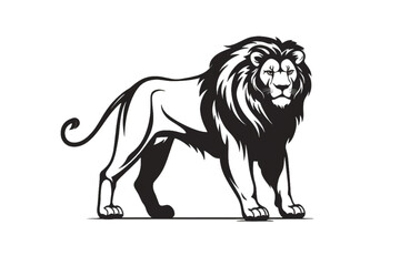 minimalistic of an angry Lion full, Isolated on transparent PNG background, Generative ai